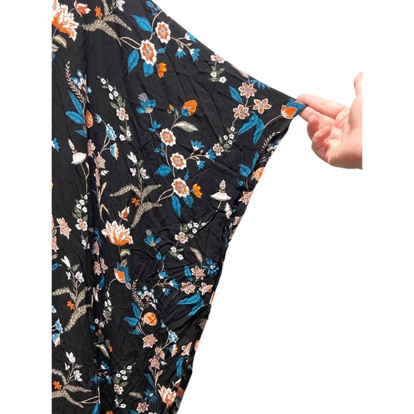 Torrid Floral Maxi Kimono Cardigan Black Size 3/4 Boho Fall Hippie Festival Cute - Picture 8 of 12